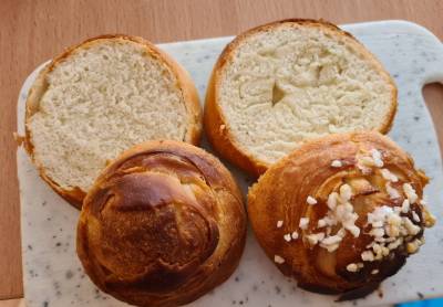 Spltterbrötchen aufgeschnitten